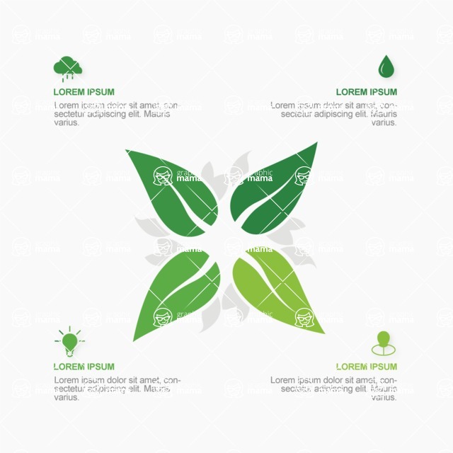 Infographic Templates Collection - Vector, Photoshop, PowerPoint, Google Slides - Vector Flower Leaves Infographic Template Design